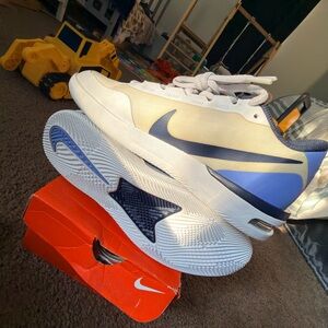 Nike Cream and Blue Athletic Shoes